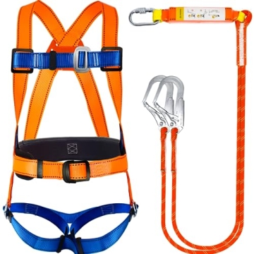 Safety Harness with Shock Absorbing Lanyard - OSHA Approved