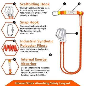 Safety Harness with Shock Absorbing Lanyard - OSHA Approved