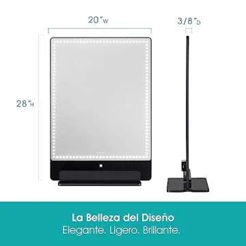 Riki Tall Vanity Mirror with HD LED Lights, Remote Lighting and Smartphone Control, Advanced High-CRI Glass, USB Charging, and Magnetic 5X Magnifying Mirror (Black)
