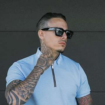 GUVIVI Square Sunglasses for Men Women Trendy Thick Frame Sun Glasses Fashion Designer Chunky Rectan...