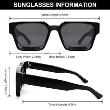 GUVIVI Trendy Square Sunglasses for All Ages