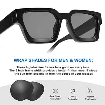 GUVIVI Trendy Square Sunglasses for All Ages