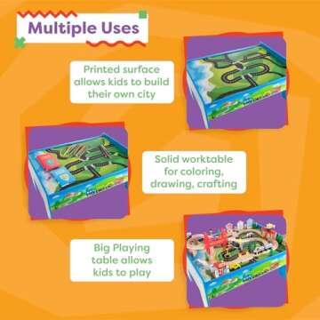 Deluxe Hand-Painted Wooden Train Set Table for Kids