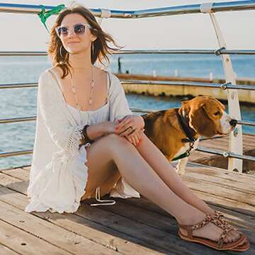 Almusen Flat Sandals for Women with Comfortable Elastic Ankle Strap Rhinestone Womens Sandals Casual...