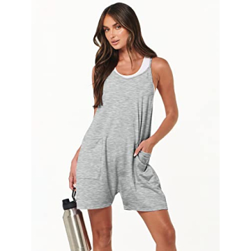 ANRABESS Women's Summer Casual Sleeveless Romper with Pockets