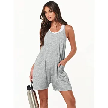 ANRABESS Women's Summer Casual Sleeveless Romper with Pockets