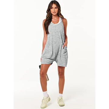 ANRABESS Women's Summer Casual Sleeveless Romper with Pockets