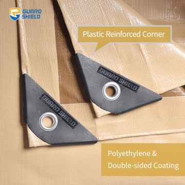 GUARD SHIELD Beige Tarp 10x12 Feet Heavy Duty Outdoor Tarpaulin Cover 12mil