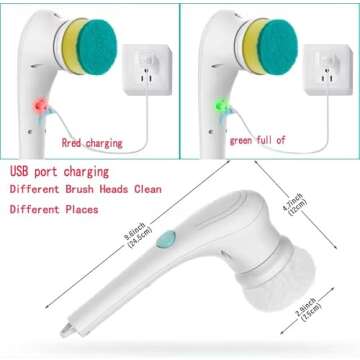 Electric Spin Scrubber - Shower Scrubbe Electric Cleaning Brush Scrub Brush,Portable Scrub Brush Bru...
