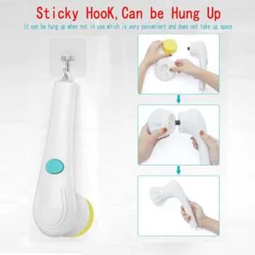 Electric Spin Scrubber - Shower Scrubbe Electric Cleaning Brush Scrub Brush,Portable Scrub Brush Brush Bring 5 Replaceable Brush Heads,Electric Scrubber Handheld Shower Cleaning Brush for Bathroom