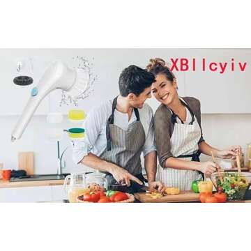 Electric Spin Scrubber - Shower Scrubbe Electric Cleaning Brush Scrub Brush,Portable Scrub Brush Brush Bring 5 Replaceable Brush Heads,Electric Scrubber Handheld Shower Cleaning Brush for Bathroom