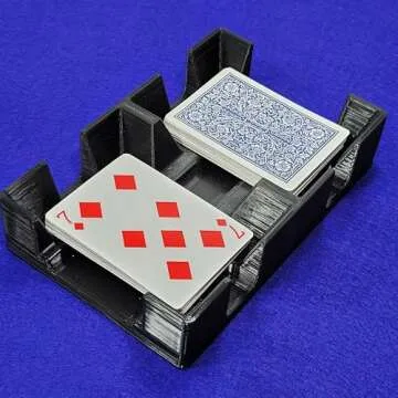 Deluxe Playing Card Tray or Caddy for Card Games Like Canasta, Rummy, UNO and More - Cardian Brand cardholder/Caddy with Felted Bottom - Non-Swivel - Made in USA (Black)