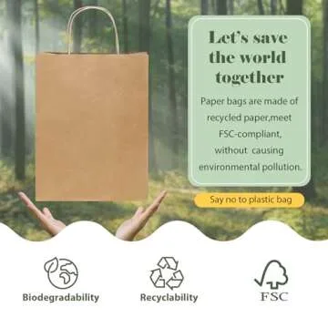 GSSUSA Durable Kraft Paper Bags with Handles - 100 Pack