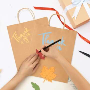 GSSUSA Durable Kraft Paper Bags with Handles - 100 Pack