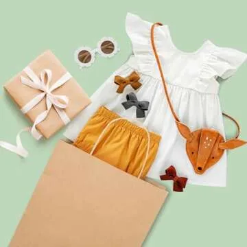 GSSUSA Durable Kraft Paper Bags with Handles - 100 Pack