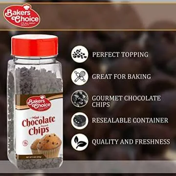 Chocolate Flavored Mini Chocolate Chips – Baking Ingredient, Topping and Decoration Candy for Ice ...