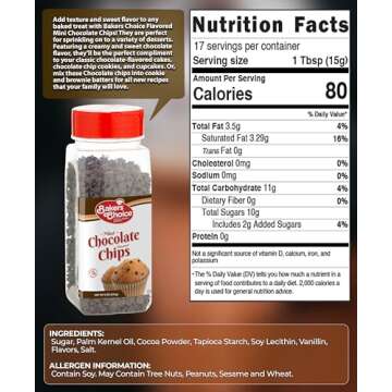 Chocolate Flavored Mini Chocolate Chips – Baking Ingredient, Topping and Decoration Candy for Ice Cream, Desserts and Baked Goods, Non Dairy, Kosher - 9 oz. - Baker’s Choice