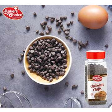 Chocolate Flavored Mini Chocolate Chips – Baking Ingredient, Topping and Decoration Candy for Ice Cream, Desserts and Baked Goods, Non Dairy, Kosher - 9 oz. - Baker’s Choice