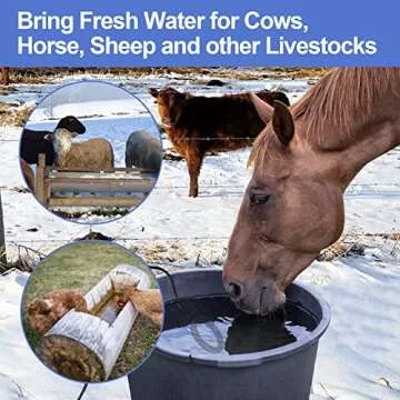 KNEOYR 500W De-icer Submergible Bird Bath Heater Aluminum Cast for Livestock Poultry Horses, Cows, Birds, Wildlife Drinking Indoor Outdoors in Winter with 10 Foot Cord Birdbath Water Heater