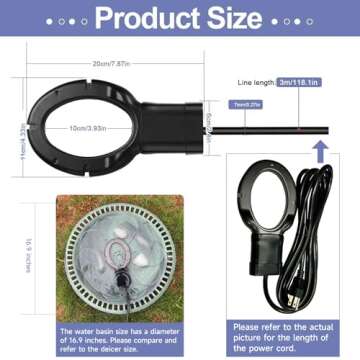 KNEOYR 500W De-icer Submergible Bird Bath Heater Aluminum Cast for Livestock Poultry Horses, Cows, Birds, Wildlife Drinking Indoor Outdoors in Winter with 10 Foot Cord Birdbath Water Heater