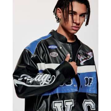 Vamtac Leather Racing Varsity Jacket for Trendy Streetwear