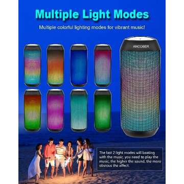 Bluetooth Speaker, Wireless Portable, HD Stereo Sound,with Cool Dynamic LED Lights, IPX4 Waterproof, BT5.3, Dual Surround Pairing, Him Her Man Teens Electronic Gadgets Gifts, for Outdoor Camping Party