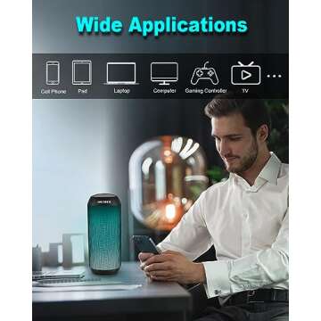 Bluetooth Speaker, Wireless Portable, HD Stereo Sound,with Cool Dynamic LED Lights, IPX4 Waterproof, BT5.3, Dual Surround Pairing, Him Her Man Teens Electronic Gadgets Gifts, for Outdoor Camping Party