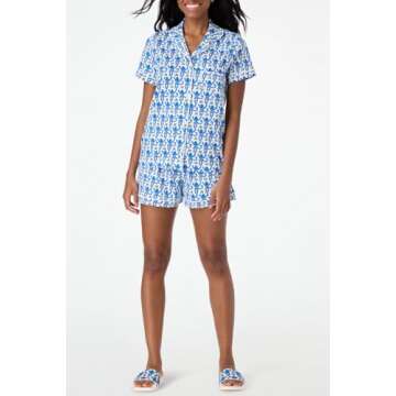 Yiulangde Roller Dupes Rabbit Pajamas Preppy Aesthetic Monkey Pj Sets for women 2 Piece Y2k Short Sleeve Button Down Pjs Shorts Pajama Set