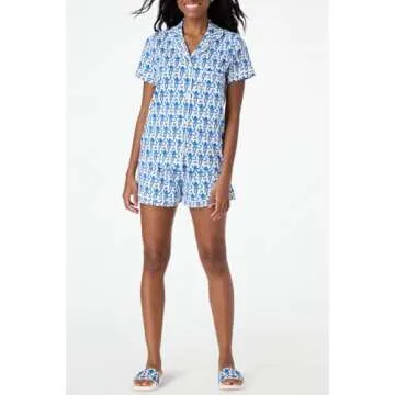 Yiulangde Roller Dupes Rabbit Pajamas Preppy Aesthetic Monkey Pj Sets for women 2 Piece Y2k Short Sleeve Button Down Pjs Shorts Pajama Set