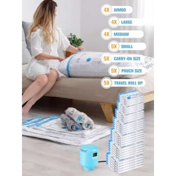 Vacuum Storage Bags with Electric Pump, New Air Valve Combo 32 Pack Vacuum Space Saver Bag, Vacuum S...