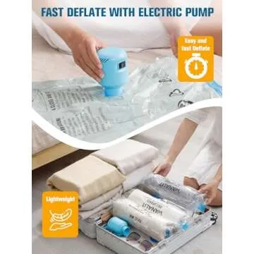 Vacuum Storage Bags with Electric Pump, New Air Valve Combo 32 Pack Vacuum Space Saver Bag, Vacuum Sealer Bags for Clothes, Clothing, Pillows, Comforters, Blankets, Quilt, Travel, Two Compressing Ways