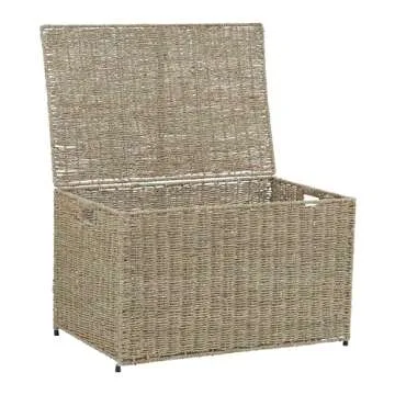 Large Decorative Wicker Storage Chest with Lid for Home