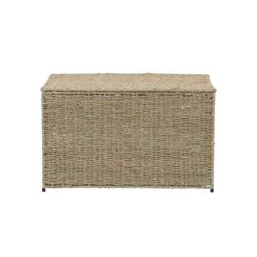 Household Essentials ML-5665 Decorative Wicker Chest with Lid for Storage and Organization | Large | Light Brown