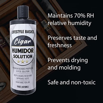 Lifestyle Basics Cigar Humidor Solution 16 oz Liquid - Non-Toxic and Effective