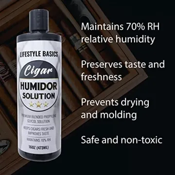 Lifestyle Basics Cigar Humidor Solution 16 oz Liquid - Non-Toxic and Effective