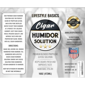 Lifestyle Basics Cigar Humidor Solution 16 oz Liquid - Non-Toxic and Effective