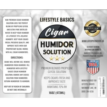Lifestyle Basics Cigar Humidor Solution 16 oz Liquid - Non-Toxic and Effective