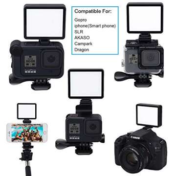 Suptig LED Video Light, Portable Photography Compatible for Gopro Hero 13, Hero 12,11,10,9,8,7,6,5,4,3,3+, DJI OSMO, AKASO, Sony DSLR Canon Camera Gopro Vlogging.