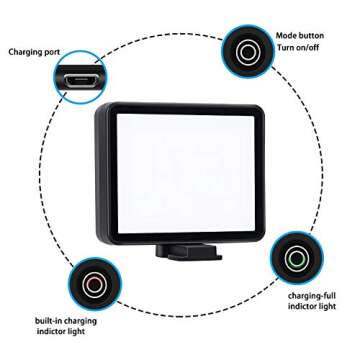Suptig LED Video Light, Portable Photography Compatible for Gopro Hero 13, Hero 12,11,10,9,8,7,6,5,4,3,3+, DJI OSMO, AKASO, Sony DSLR Canon Camera Gopro Vlogging.