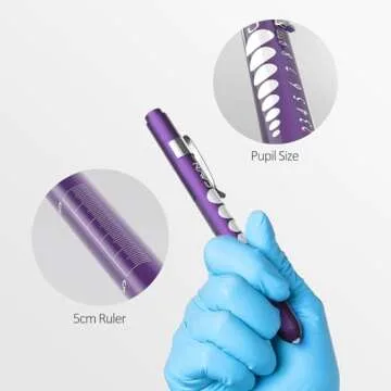 CAVN Pen Light with Pupil Gauge LED Penlight for Nurses Doctors, 2 Pcs Reusable Medical Penlight for Nursing Students (Purple/Pink)