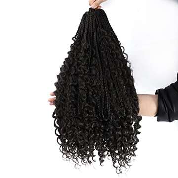 Crochet Box Braids Bohomian Box Braids Curly Ends Goddess Box Braids Crochet Hair (22inch-6pack, 4#)