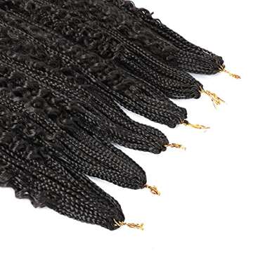 Crochet Box Braids Bohomian Box Braids Curly Ends Goddess Box Braids Crochet Hair (22inch-6pack, 4#)