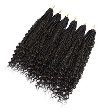 Crochet Box Braids Bohomian Box Braids Curly Ends Goddess Box Braids Crochet Hair (22inch-6pack, 4#)