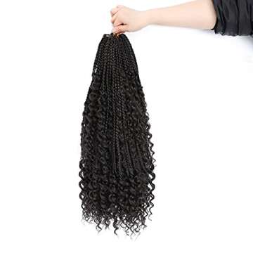 Crochet Box Braids Bohomian Box Braids Curly Ends Goddess Box Braids Crochet Hair (22inch-6pack, 4#)