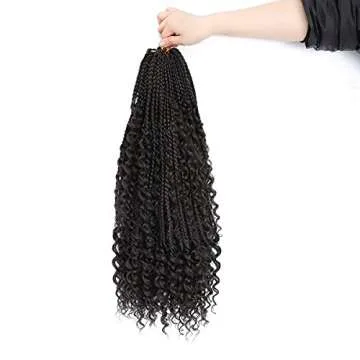Crochet Box Braids Bohomian Box Braids Curly Ends Goddess Box Braids Crochet Hair (22inch-6pack, 4#)