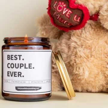 Gifts for Couples - Best Couple Ever Lavender Vanilla Soy Candle for Couple Anniversary, Wedding Engagement, Newly Engaged or Just Married, Fiance Candles - Gift Idea for Couples Friends