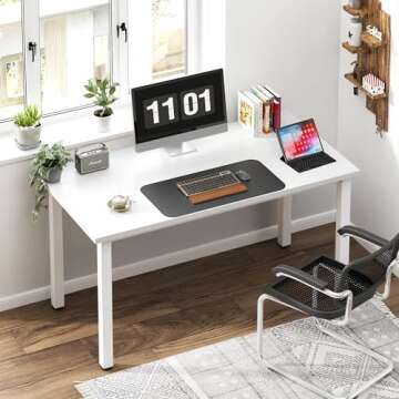 Need Computer Desk, 47 inch Home Office Desk, Modern Simple Style Home Office Gaming Desk, Basic Wri...