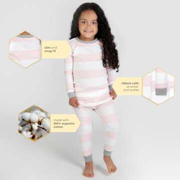 Burt's Bees Baby Baby Girls' Pajamas, Tee and Pant 2-Piece Pj Set, 100% Organic Cotton, Cutest Clover