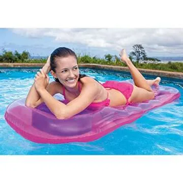 Intex Suntanner 18 Pocket Single Person Inflatable Swimming Pool Beach Lounge Floating Raft with Pillow and Cupholders
