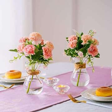 Small Glass Vases for Centerpieces - Hewory 12pcs Clear Mini Hyacinth Avocado Growing Bud Vase Bulk, Cute Tiny Flower Bulb Forcing Plant Containers Set for Wedding Home Living Room Table Decorations